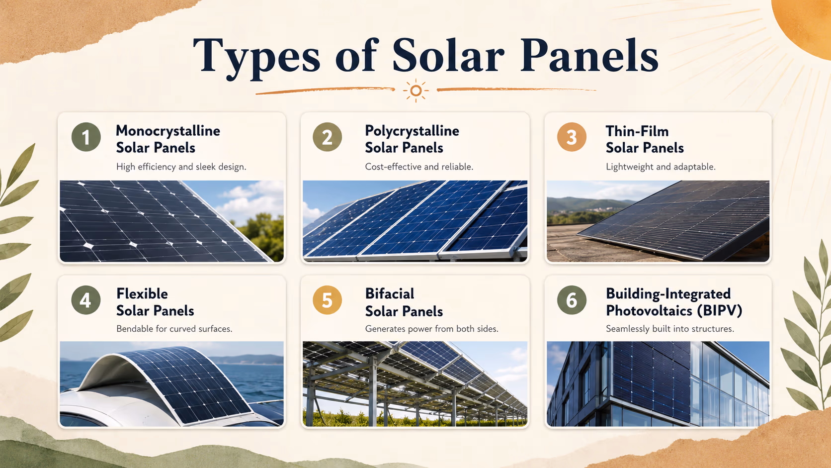 Types of solar panels in India 2026 — monocrystalline, polycrystalline, bifacial and TOPCon comparison guide